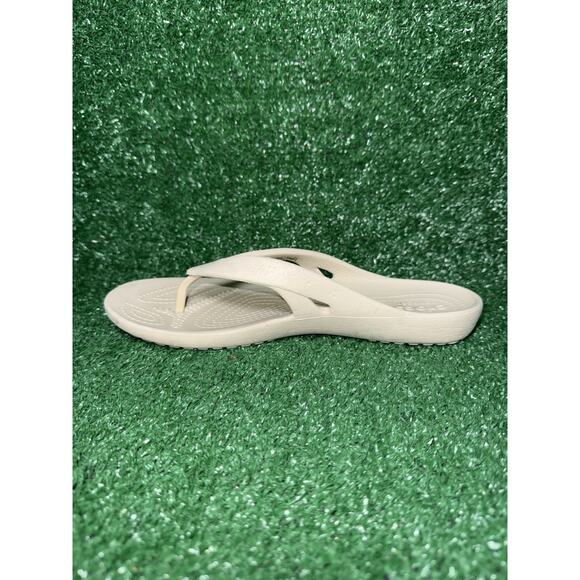 Crocs Kadee II Flip Flop Sandals Beige Tan Strappy Beach Slides Womens Size 7 - Picture 4 of 8